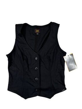 Lee Womens Black Button Vest XS Smart Fit Stylish Design